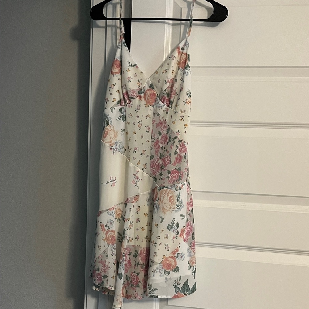 Wild Fable Floral Patchwork Mini Dress - Cream and Pink